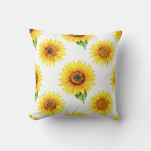 Cojín Decorativo Patrón continuo de acuarela de girasol brillante