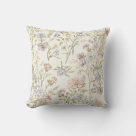 Cojín Decorativo Patrón continuo de acuarela vintage de flores silv