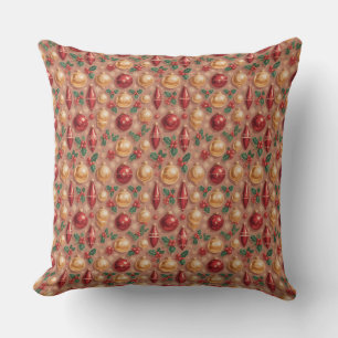 Cojín Decorativo Patrón continuo de adornos navideños vintage
