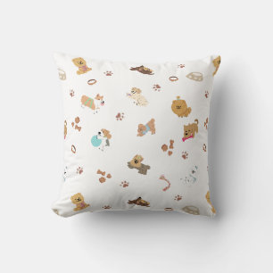 Cojín Decorativo Patrón continuo de amor de cachorro Perros jugue