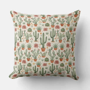 Cojín Decorativo Patrón continuo de cactus del desierto suculento