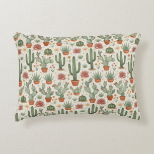 Cojín Decorativo Patrón continuo de cactus suculentos del desierto