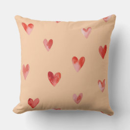Cojín Decorativo Patrón continuo de Corazones Acuarela
