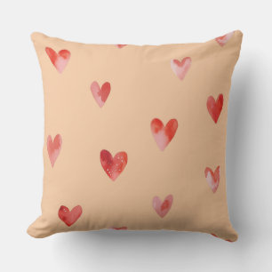 Cojín Decorativo Patrón continuo de Corazones Acuarela