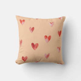 Cojín Decorativo Patrón continuo de Corazones Acuarela