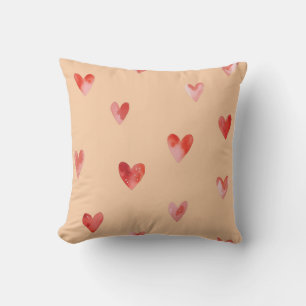 Cojín Decorativo Patrón continuo de Corazones Acuarela
