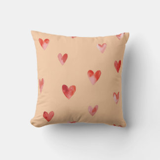 Cojín Decorativo Patrón continuo de Corazones Acuarela