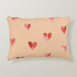 Cojín Decorativo Patrón continuo de Corazones Acuarela