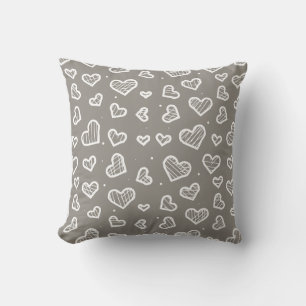 Cojín Decorativo Patrón continuo de corazones artísticos - Fondo gr