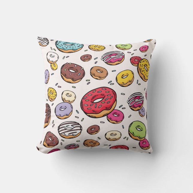 Cojín Decorativo Patrón continuo de donas (Anverso)