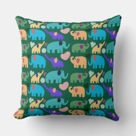 Cojín Decorativo Patrón continuo de elefante colorido lindo