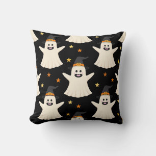 Cojín Decorativo Patrón continuo de fantasmas de Halloween con somb