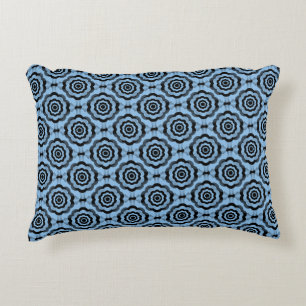 Cojín Decorativo Patrón continuo de flor negra azul