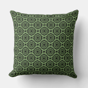 Cojín Decorativo Patrón continuo de flor negra verde