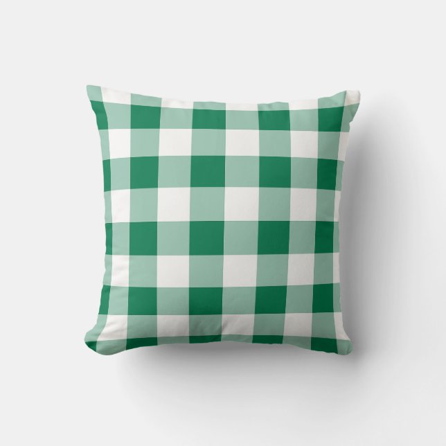 Cojín Decorativo Patrón continuo de gingham verde clásico (Anverso)