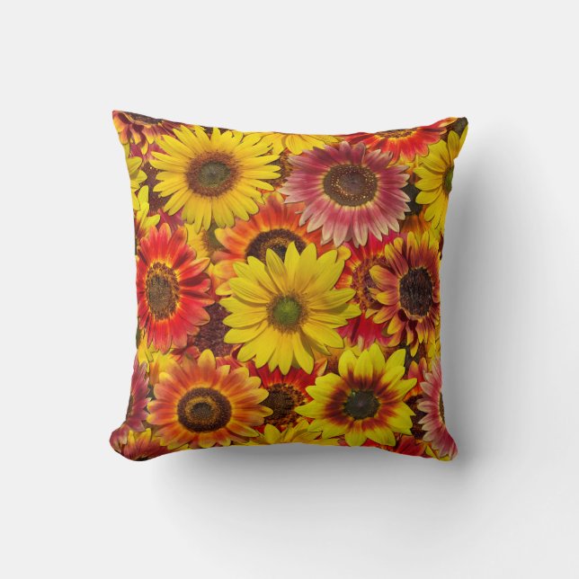 Cojín Decorativo Patrón continuo de girasoles (Anverso)