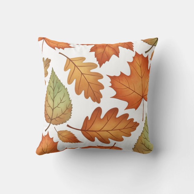 Cojín Decorativo Patrón continuo de hoja de otoño (Reverso)