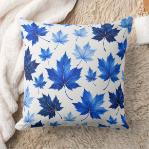 Cojín Decorativo Patrón continuo de hojas de arce azules - Alta res
