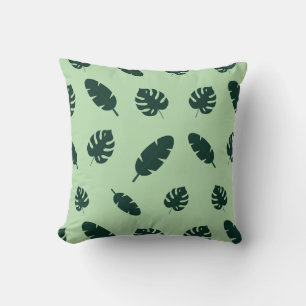 Cojín Decorativo Patrón continuo de hojas de Monstera y palmeras tr