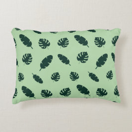 Cojín Decorativo Patrón continuo de hojas de Monstera y palmeras tr