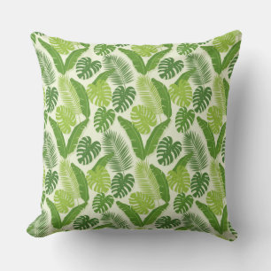 Cojín Decorativo Patrón continuo de hojas tropicales y Monstera
