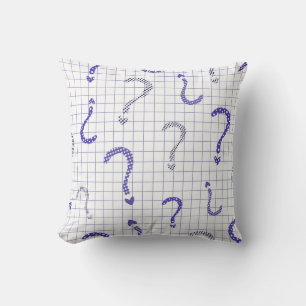 Cojín Decorativo Patrón continuo de interrogación azul