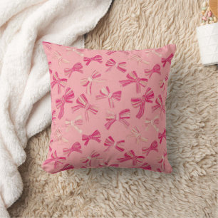 Cojín Decorativo Patrón continuo de lazo rosa coquette