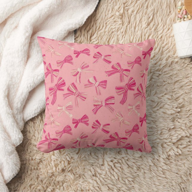 Cojín Decorativo Patrón continuo de lazo rosa coquette (Manta)