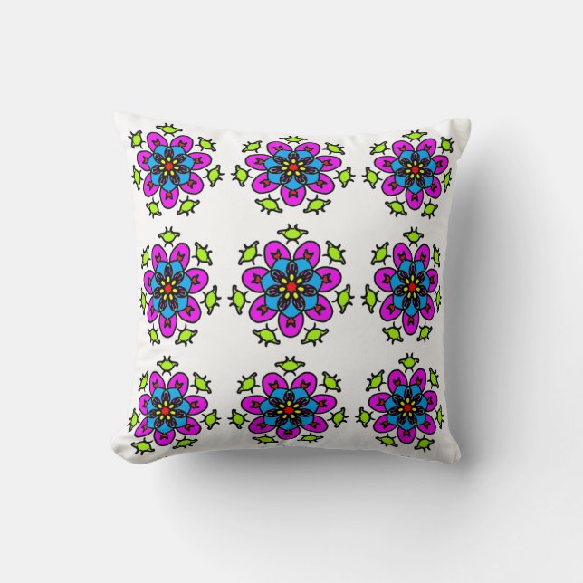 Cojín Decorativo Patrón continuo de mandala floral (Anverso)