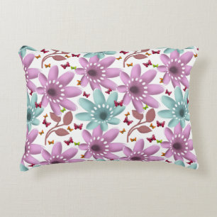 Cojín Decorativo Patrón continuo de mariposa floral   Rosa y menta 