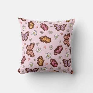 Cojín Decorativo Patrón continuo de mariposa y flores