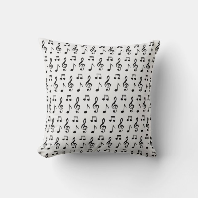 Cojín Decorativo Patrón continuo de notas musicales (Anverso)
