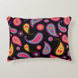 Cojín Decorativo Patrón continuo de Paisley colorido