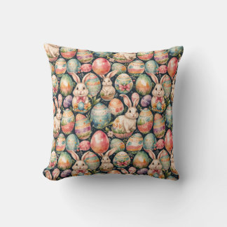 Cojín Decorativo Patrón continuo de Pascua retro. Acuarela