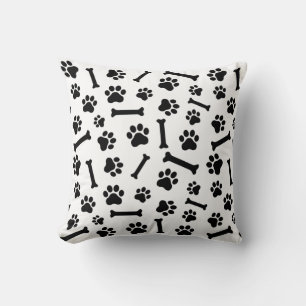 Cojín Decorativo Patrón continuo de patas y huesos de perro - Blanc