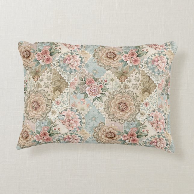 Cojín Decorativo Patrón continuo de patchwork de primavera (Reverso)