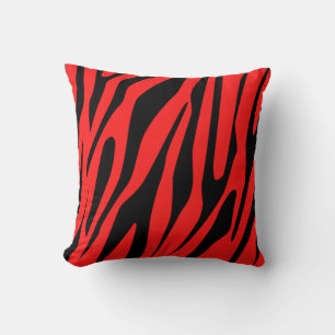 Cojín Decorativo Patrón continuo de tigre en tonos negros y rojos