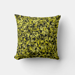 Cojín Decorativo Patrón continuo de triángulo negro amarillo