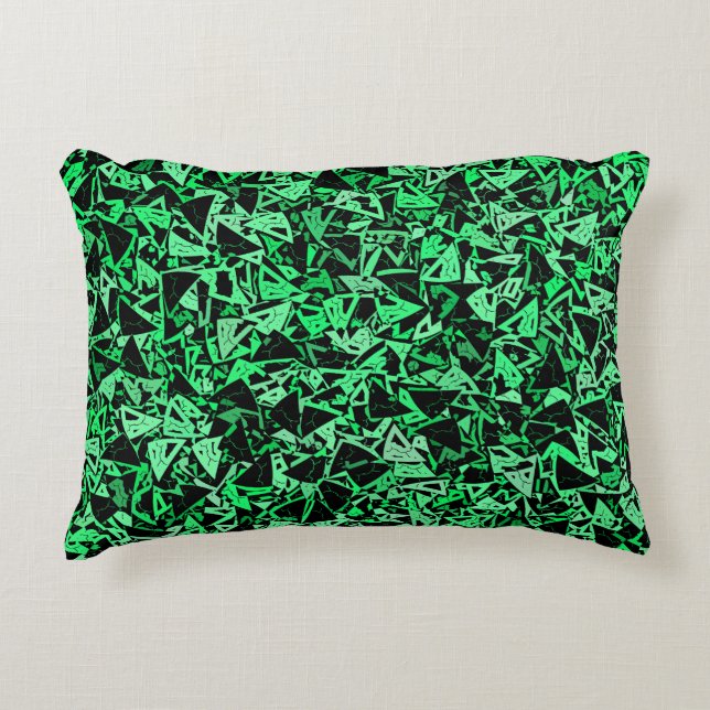 Cojín Decorativo Patrón continuo de triángulo negro verde (Anverso)