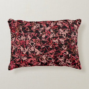 Cojín Decorativo Patrón continuo de triángulo rosa rojo negro