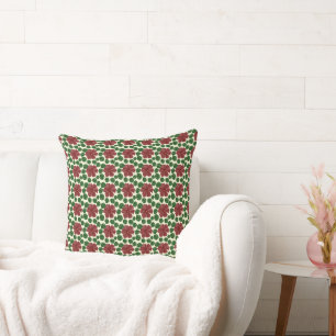 Cojín Decorativo Patrón continuo floral rojo atrevido