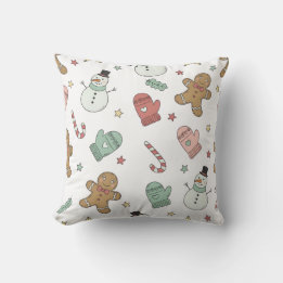 Cojín Decorativo Patrón continuo navideño adorable | Pan de jengibr