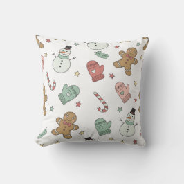 Cojín Decorativo Patrón continuo navideño adorable | Pan de jengibr
