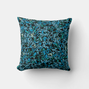 Cojín Decorativo Patrón continuo triángulo negro verde azul