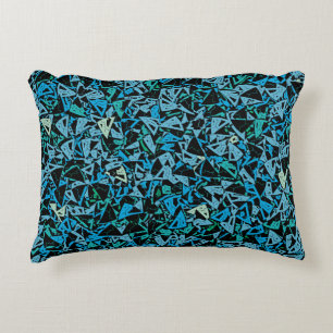 Cojín Decorativo Patrón continuo triángulo negro verde azul