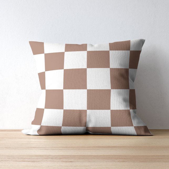 Cojín Decorativo Patrón controlado en blanco y mousse de mocha (Subido por el creador)