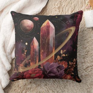 Cojín Decorativo Patrón cósmico de campo de estrellas de amatista d