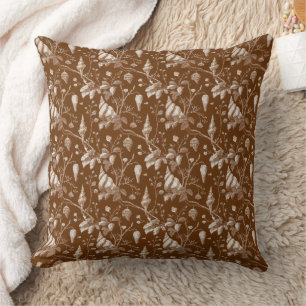 Cojín Decorativo Patrón Costero de Toile de Conchas Antiguas