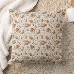 Cojín Decorativo Patrón Costero de Toile de Conchas Antiguas (2)