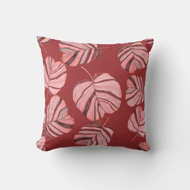 Cojín Decorativo Patrón creativo sin fisuras con hojas tropicales y (Anverso)